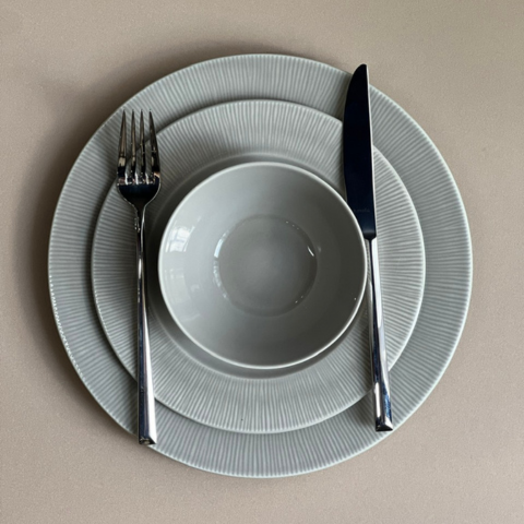 Đĩa sứ Baralee Neo Silk Flat Plate Ivory Coast Grey 20.5 cm
