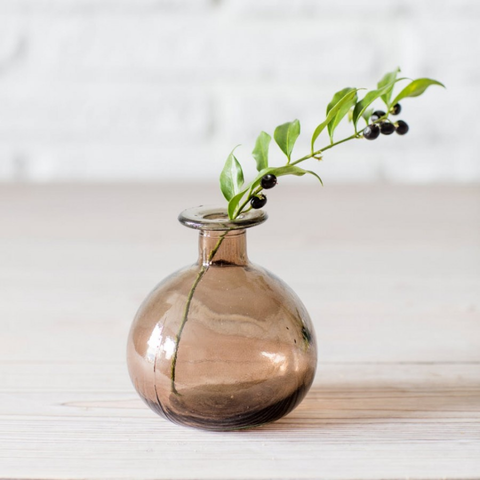 Bình hoa thủy tinh tái chế VSM Florero Botella Red Màu nâu nhạt 12cm