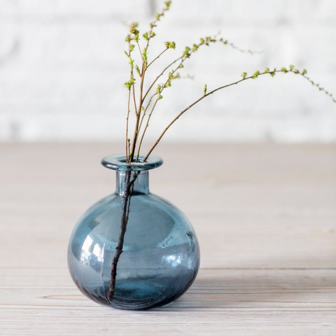 Bình hoa thủy tinh tái chế VSM Florero Botella Red Màu xanh xám 12cm