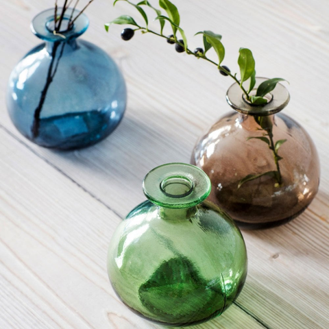Bình hoa thủy tinh tái chế VSM Florero Botella Red Màu nâu nhạt 12cm