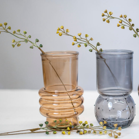 Bình hoa thủy tinh tái chế VSM Florero Altea Màu nâu nhạt 17 cm
