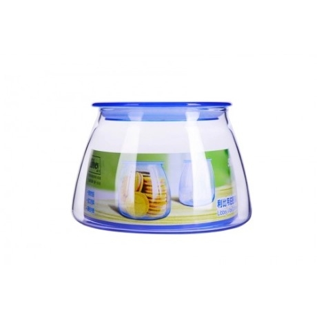 Bình thủy tinh nắp nhựa Libbey Misty blue vibe jar with lid, 500ml