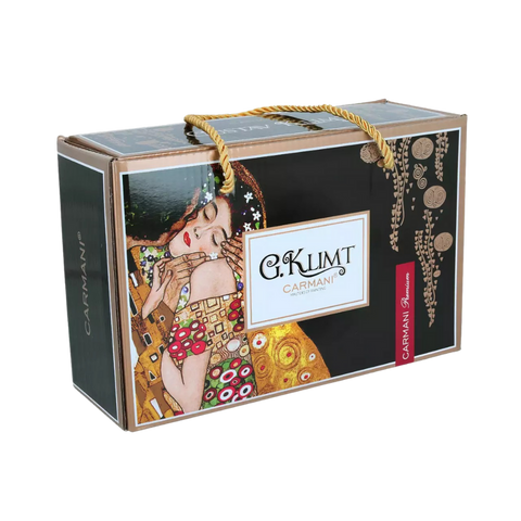 Set 2 ly và đĩa sứ Carmani Set of 2 espresso cups and saucers - G. Klimt The Kiss - 100ml