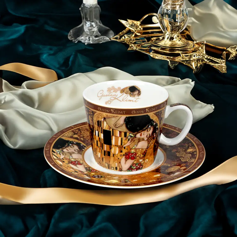 Bộ ly và đĩa sứ Carmani Espresso cup - G. Klimt, The Kiss 100ml