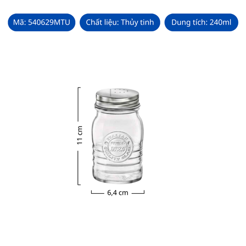 Hũ thủy tinh Bormioli Rocco Officina 1825 Pepper 240ml