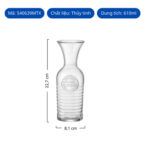 Chai thủy tinh Bormioli Rocco Officina 1825 Jug 610ml