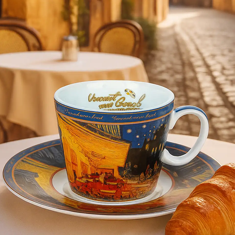 Bộ ly và đĩa sứ Carmani Espresso cup - V. Van Gogh, Cafe Terrace at Night 100ml