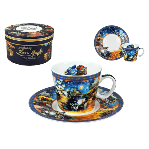 Bộ ly và đĩa sứ Carmani Espresso cup - Inspired by the painting of V. Van Gogh 100ml