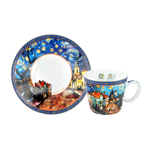 Bộ ly và đĩa sứ Carmani Espresso cup - Inspired by the painting of V. Van Gogh 100ml