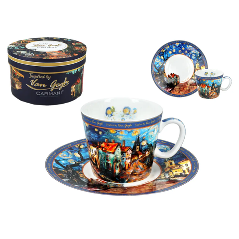 Bộ ly và đĩa sứ Carmani Espresso cup - Inspired by the painting of V. Van Gogh 100ml