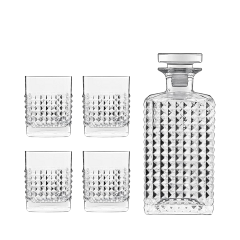 Set Bình thủy tinh và ly phale không chì Luigi Bormioli Elixir Whisky Set 5 Pz