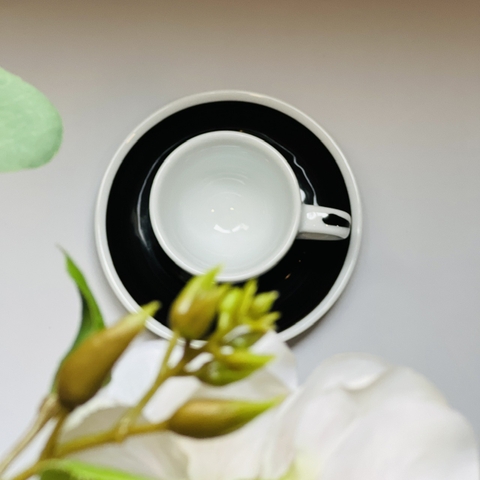 Đĩa sứ Ancap espresso vẽ tay Màu đen