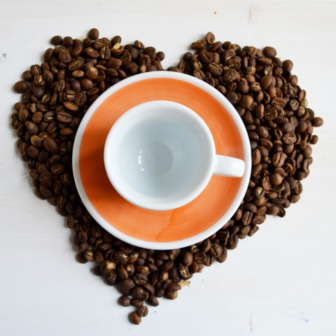 Đĩa sứ Ancap espresso vẽ tay Màu cam