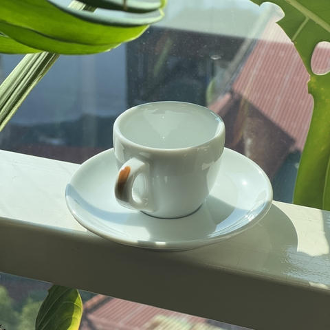 Ly sứ Ancap Espresso vẽ quai Màu caramel, 60ml