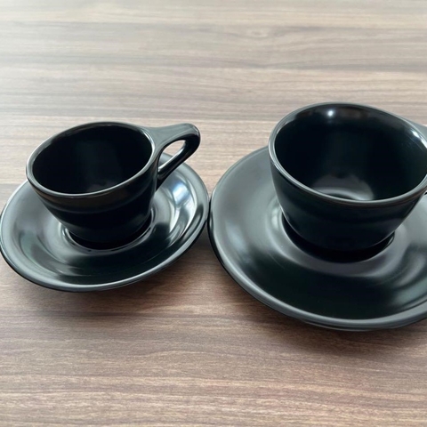 Bộ đĩa và Ly sứ NotNeutral Black LINO Espresso Cup & Scr, 90ml