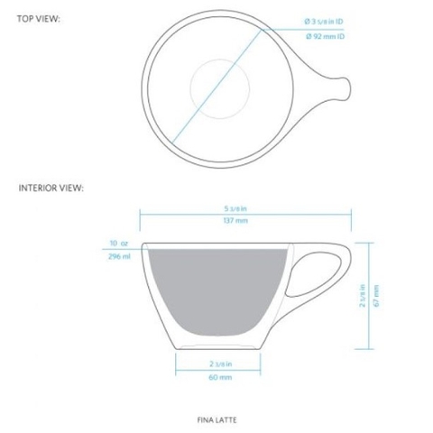 Bộ đĩa và Ly sứ NotNeutral FINA Latte Cup & Saucer, 310ml