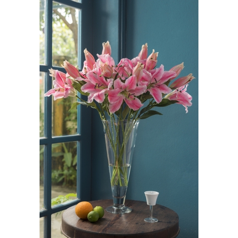 Hoa vải - Artificial flowers - Hoa Ly màu hồng đậm