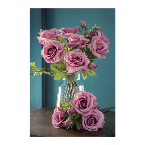 Hoa vải - Artificial flowers - Hoa hồng màu hồng tím