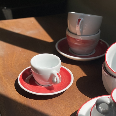 Ly sứ Ancap Espresso vẽ quai Màu đỏ, 60ml