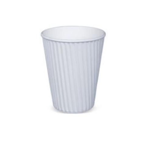 Ly giấy đồ uống nóng gợn sóng màu trắng 12oz - RWHC 12oz BL WHITE