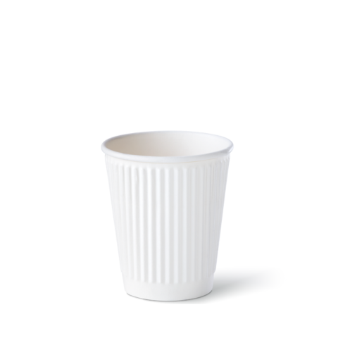 Set 40 Ly giấy đồ uống nóng gợn sóng màu trắng 8oz - RRHC 8oz BL WHITE