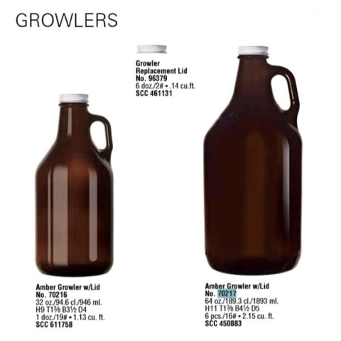 Bình thủy tinh Libbey Amber Growler with Lid 32 Oz, 946ml