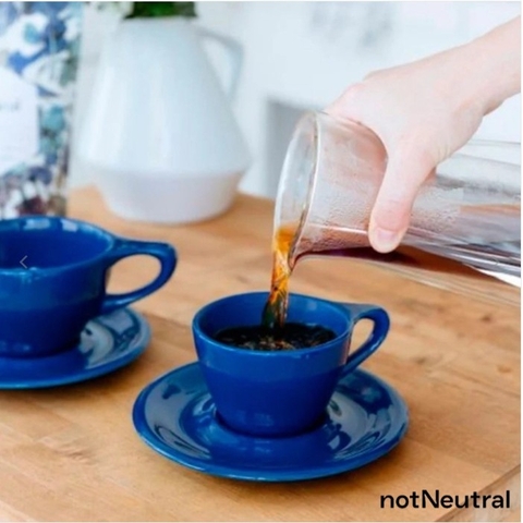 Bộ đĩa và Ly sứ NotNeutral Dk Blue LINO Sm Latte Cup/Scr, 240ml