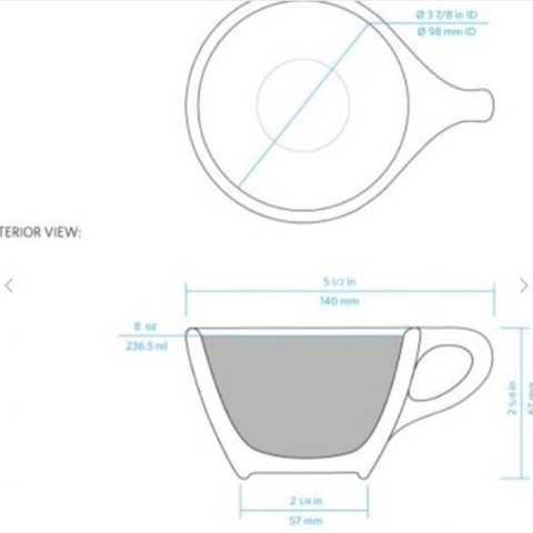 Bộ đĩa và Ly sứ NotNeutral Dk Blue LINO Sm Latte Cup/Scr, 240ml