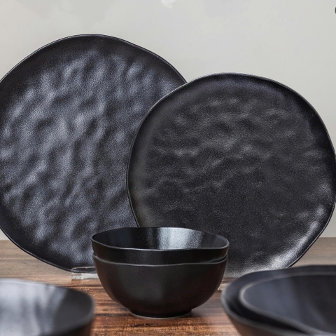 101001-L030 - Đĩa sứ Baralee ORNA Black Coupe Plate 17 cm (6 3/4