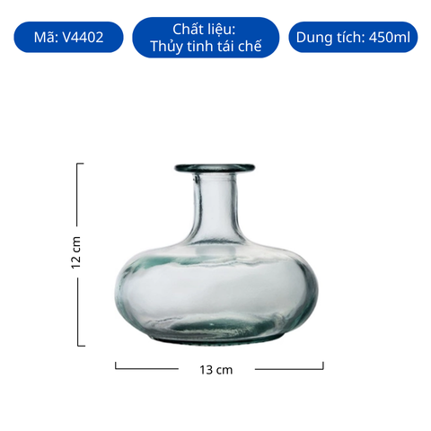Bình hoa thủy tinh tái chế VSM Florero Botella 12cm