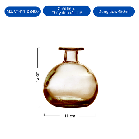 Bình hoa thủy tinh tái chế VSM Florero Botella Red Màu nâu 12cm