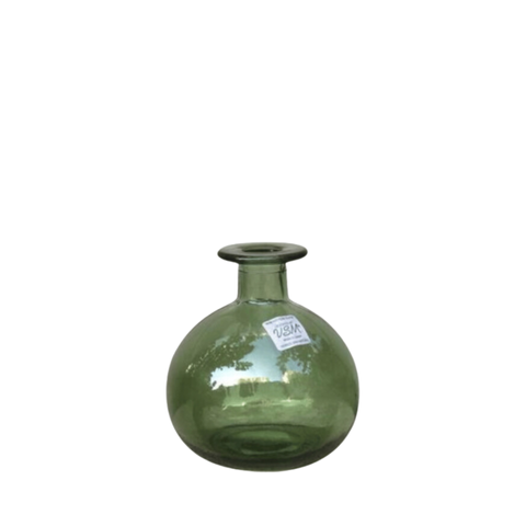 Bình hoa thủy tinh tái chế VSM Florero Botella Red Màu xanh lá cây 12cm