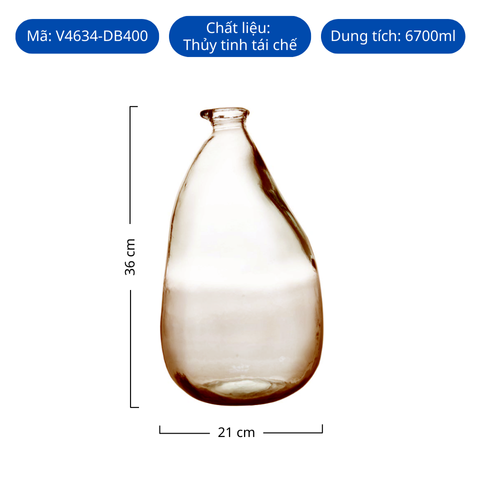 Bình hoa thủy tinh tái chế VSM Jarron Simplicity Màu nâu 36cm