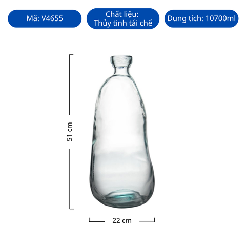 Bình hoa thủy tinh tái chế VSM Jarron Simplicity 51cm