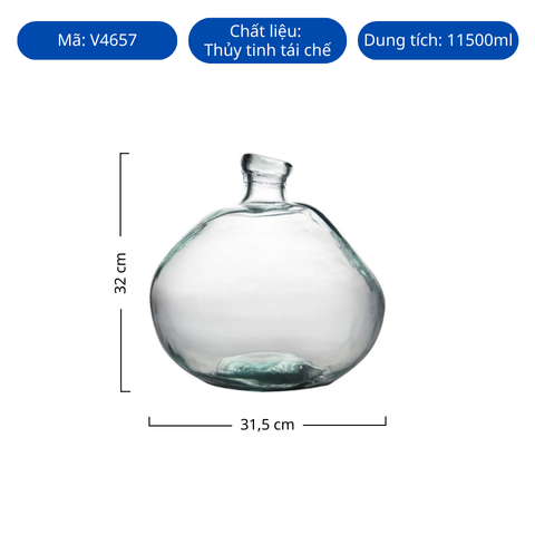 Bình hoa thủy tinh tái chế VSM Jarron Simplicity 33cm