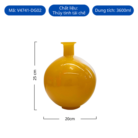 Bình hoa thủy tinh tái chế VSM Jarron Artemis Màu vàng neon 25cm