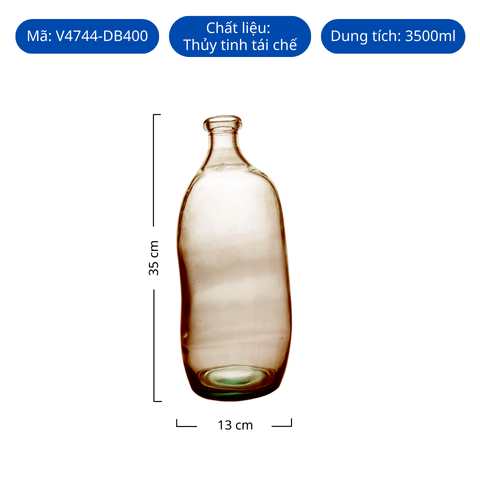 Bình hoa thủy tinh tái chế VSM Jarron Simplicity Màu nâu 35cm