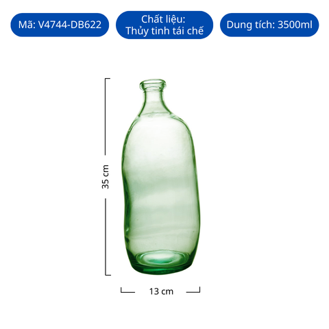 Bình hoa thủy tinh tái chế VSM Jarron Simplicity Màu xanh lá cây 35cm