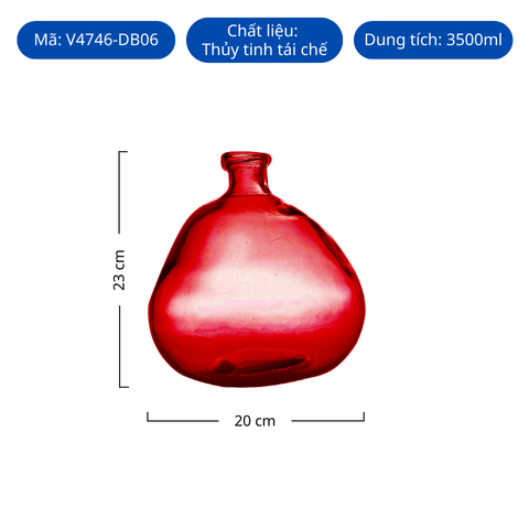 Bình hoa thủy tinh tái chế VSM Jarron Simplicity Màu đỏ 23cm