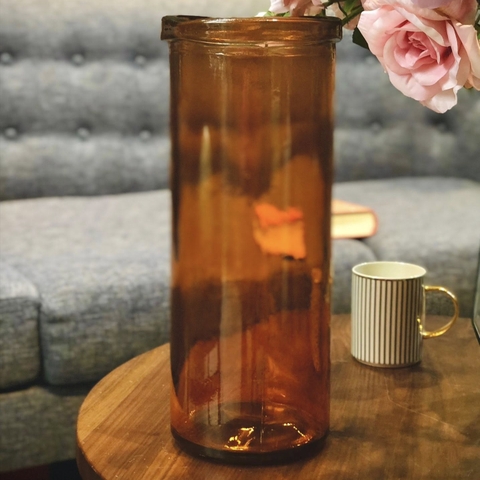 Bình hoa thủy tinh tái chế VSM Jarron Cilindro Simplicity Màu cam cháy 36cm