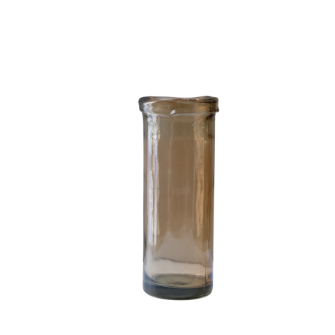 Bình hoa thủy tinh tái chế VSM Jarron Cilindro Simplicity Màu nâu nhạt 28cm