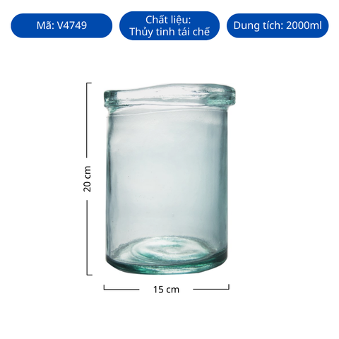 Bình hoa thủy tinh tái chế VSM Jarron Cilindro Simplicity 20cm
