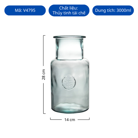 Bình hoa thủy tinh tái chế VSM Florero Authentic 28cm