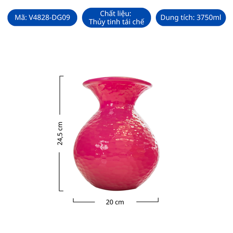 Bình hoa thủy tinh tái chế VSM Florero Paradise Màu hồng sẫm 24.5cm