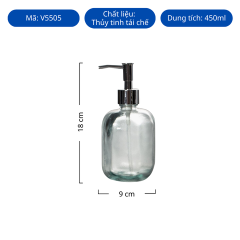 Bình đựng dung dịch thủy tinh tái chế VSM Dosificador Baño 450ml