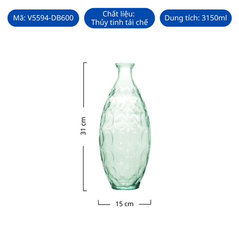 Bình hoa thủy tinh tái chế VSM Jarron Dune Màu xanh mint 31cm
