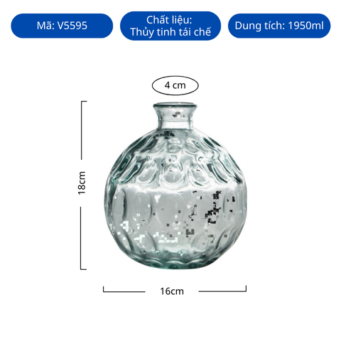 Bình hoa thủy tinh tái chế VSM Jarron Dune 18cm