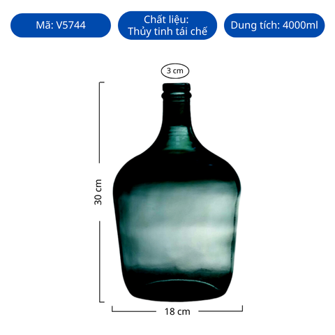Bình hoa thủy tinh tái chế VSM Garrafa Màu xanh đen