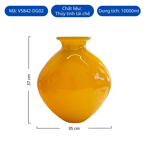 Bình hoa thủy tinh tái chế VSM Jarron Neon Màu vàng neon 37cm