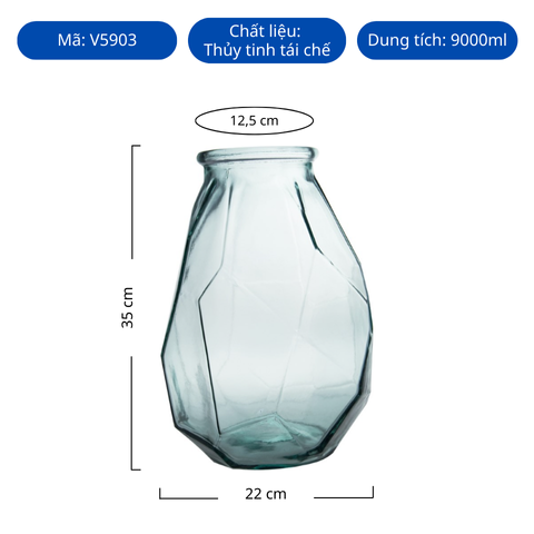Bình hoa thủy tinh tái chế VSM Hurricane Origami 35cm